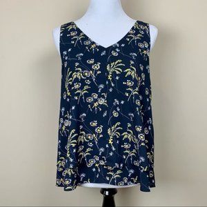 LOFT | Top, Navy Blue & Yellow Floral Print, Sz M